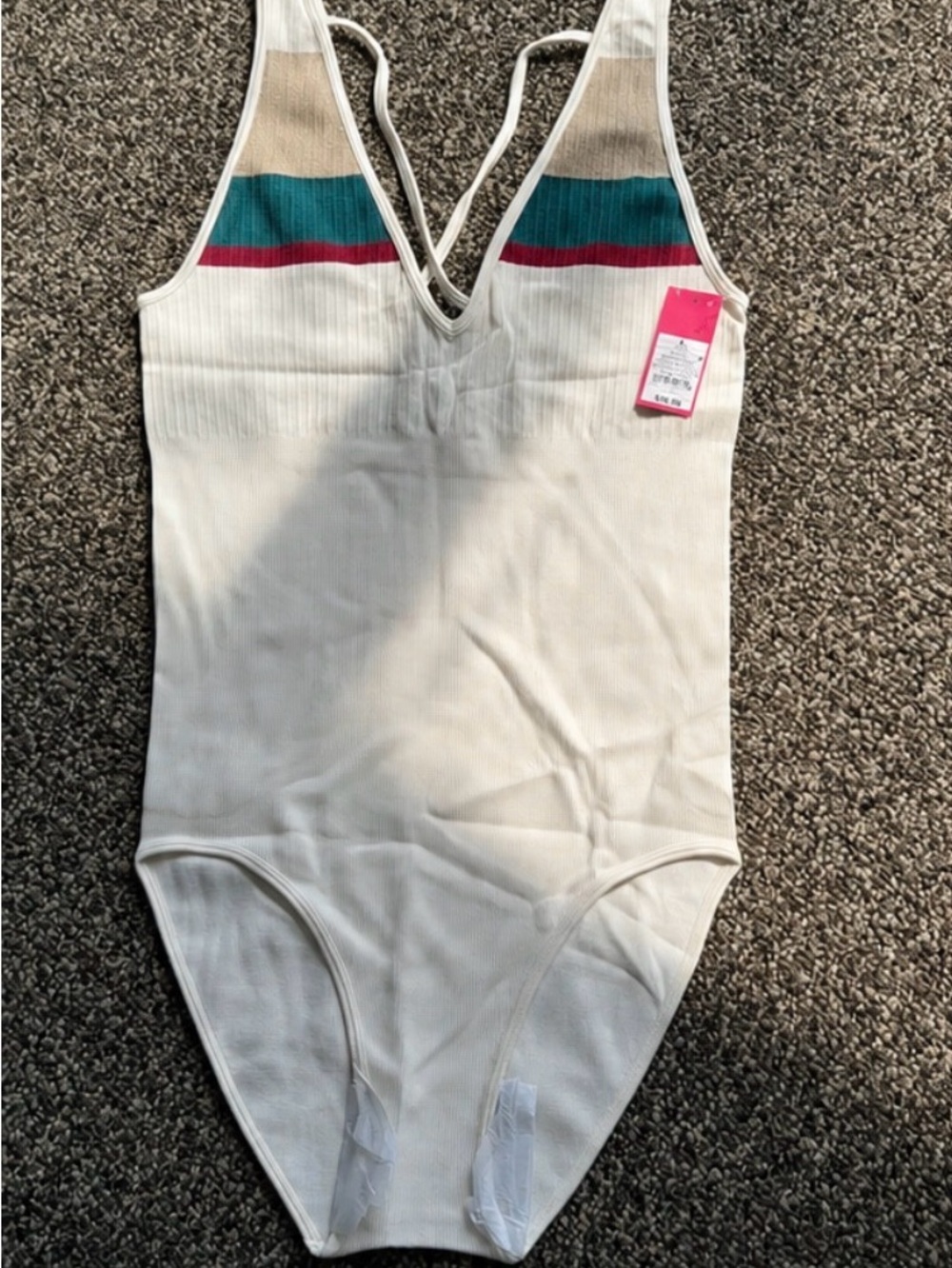 Women’s Almond Cream Ribbed Top bodysuit Size Large NWT Target